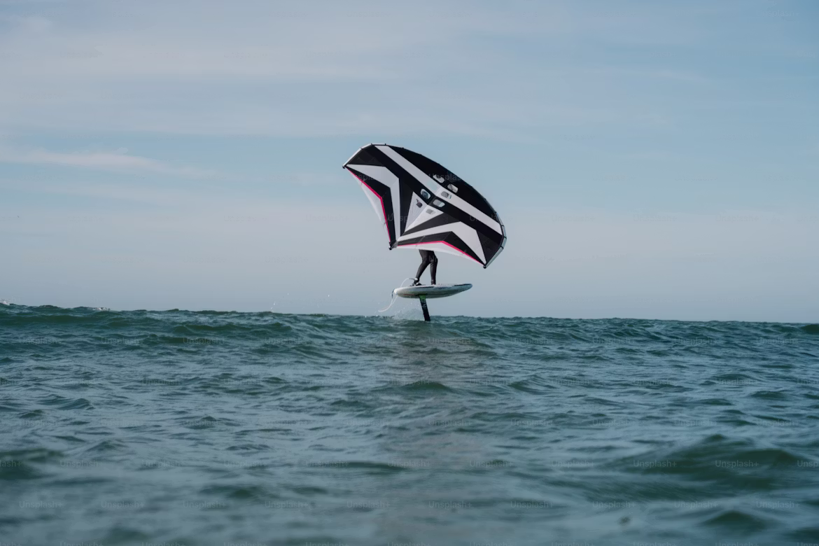 Rider on an electric hydrofoil